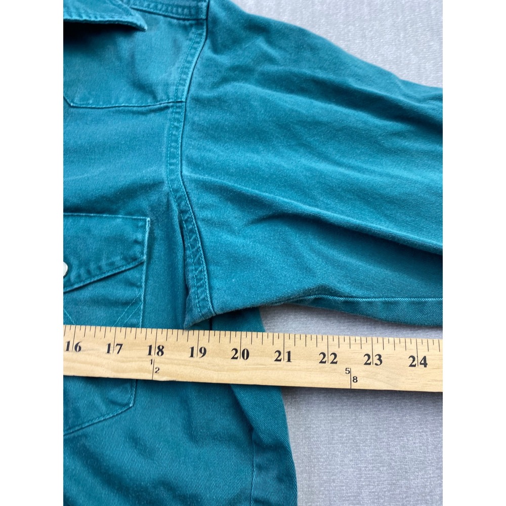 Vintage Wrangler Teal Green Western Pearl Snap‎ Shirt Regular Fit 16-34 Cotton - Picture 2 of 5